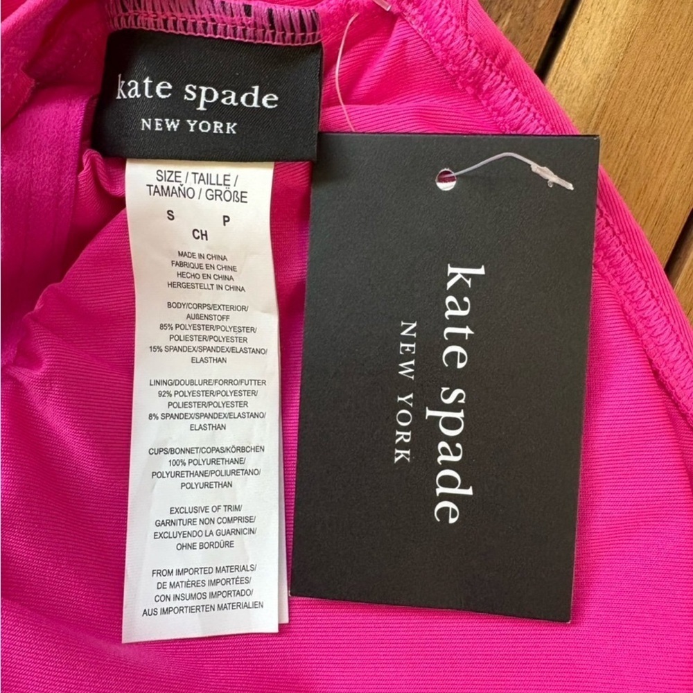 NWT SMALL Kate Spade HOT PINK Fuchsia One Piece ROSE HULTER SWIMSUIT barbiecore - Picture 5 of 7